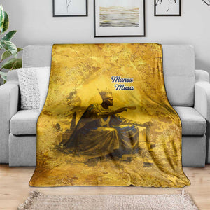 Mansa Musa Blanket Golden Legacy Theme Ancient Map Regal Portrait of Mali Emperor Timbuktu - African Pride