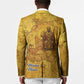 Mansa Musa Blazer Golden Legacy Theme Ancient Map Regal Portrait of Mali Emperor Timbuktu - African Pride