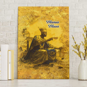 Mansa Musa Canvas Wall Art Golden Legacy Theme Ancient Map Regal Portrait of Mali Emperor Timbuktu - African Pride