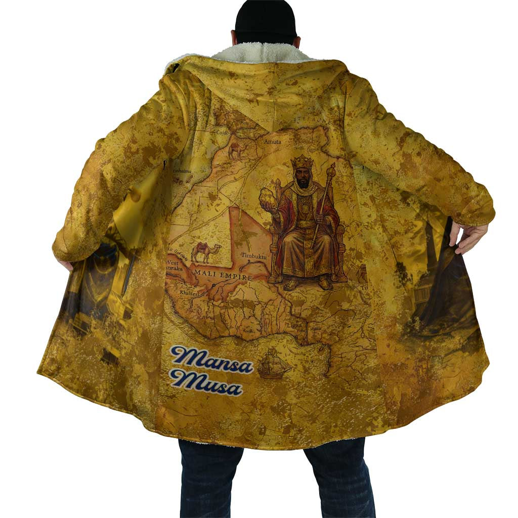 Mansa Musa Cloak Golden Legacy Theme Ancient Map Regal Portrait of Mali Emperor Timbuktu - African Pride