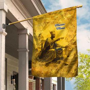 Mansa Musa Garden Flag Golden Legacy Theme Ancient Map Regal Portrait of Mali Emperor Timbuktu - African Pride