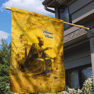 Mansa Musa Garden Flag Golden Legacy Theme Ancient Map Regal Portrait of Mali Emperor Timbuktu - African Pride