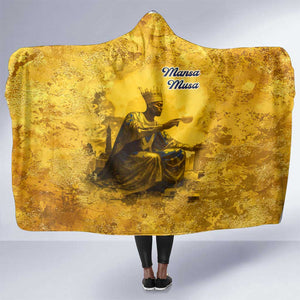 Mansa Musa Hooded Blanket Golden Legacy Theme Ancient Map Regal Portrait of Mali Emperor Timbuktu - African Pride