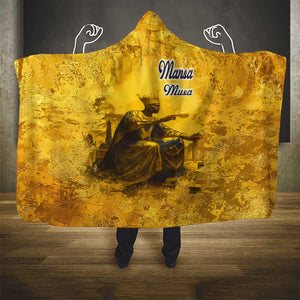 Mansa Musa Hooded Blanket Golden Legacy Theme Ancient Map Regal Portrait of Mali Emperor Timbuktu - African Pride