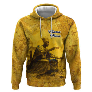 Mansa Musa Hoodie Golden Legacy Theme Ancient Map Regal Portrait of Mali Emperor Timbuktu - African Pride