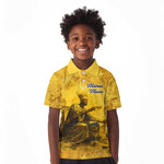 Mansa Musa Kid Polo Shirt Golden Legacy Theme Ancient Map Regal Portrait of Mali Emperor Timbuktu - African Pride