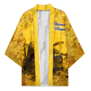 Mansa Musa Kimono Golden Legacy Theme Ancient Map Regal Portrait of Mali Emperor Timbuktu - African Pride