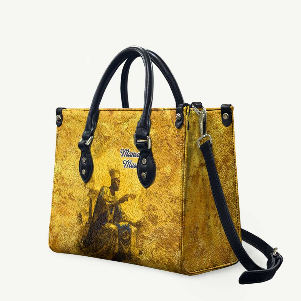 Mansa Musa Leather Bag Golden Legacy Theme Ancient Map Regal Portrait of Mali Emperor Timbuktu - African Pride