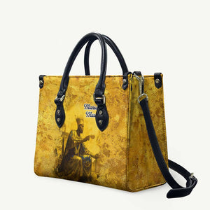 Mansa Musa Leather Bag Golden Legacy Theme Ancient Map Regal Portrait of Mali Emperor Timbuktu - African Pride