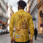Mansa Musa Long Sleeve Button Shirt Golden Legacy Theme Ancient Map Regal Portrait of Mali Emperor Timbuktu - African Pride