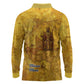 Mansa Musa Long Sleeve Polo Shirt Golden Legacy Theme Ancient Map Regal Portrait of Mali Emperor Timbuktu - African Pride