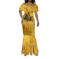 Mansa Musa Mermaid Dress Golden Legacy Theme Ancient Map Regal Portrait of Mali Emperor Timbuktu - African Pride