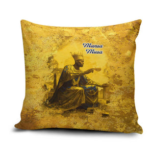 Mansa Musa Pillow Cover Golden Legacy Theme Ancient Map Regal Portrait of Mali Emperor Timbuktu - African Pride
