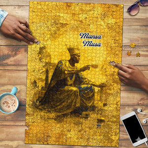 Mansa Musa Puzzle Golden Legacy Theme Ancient Map Regal Portrait of Mali Emperor Timbuktu - African Pride