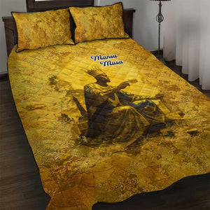 Mansa Musa Quilt Bed Set Golden Legacy Theme Ancient Map Regal Portrait of Mali Emperor Timbuktu - African Pride