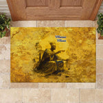 Mansa Musa Rubber Doormat Golden Legacy Theme Ancient Map Regal Portrait of Mali Emperor Timbuktu - African Pride