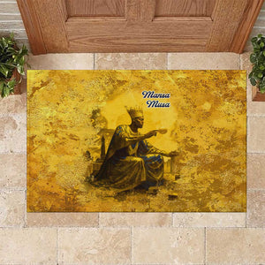 Mansa Musa Rubber Doormat Golden Legacy Theme Ancient Map Regal Portrait of Mali Emperor Timbuktu - African Pride