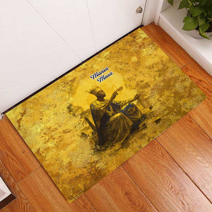 Mansa Musa Rubber Doormat Golden Legacy Theme Ancient Map Regal Portrait of Mali Emperor Timbuktu - African Pride