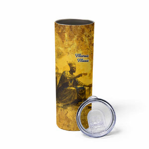 Mansa Musa Skinny Tumbler Golden Legacy Theme Ancient Map Regal Portrait of Mali Emperor Timbuktu - African Pride
