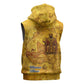Mansa Musa Sleeveless Zip Hoodie Golden Legacy Theme Ancient Map Regal Portrait of Mali Emperor Timbuktu - African Pride