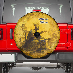 Mansa Musa Spare Tire Cover Golden Legacy Theme Ancient Map Regal Portrait of Mali Emperor Timbuktu - African Pride