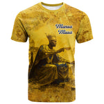 Mansa Musa T shirt Golden Legacy Theme Ancient Map Regal Portrait of Mali Emperor Timbuktu - African Pride