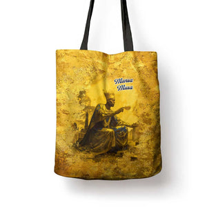 Mansa Musa Tote Bag Golden Legacy Theme Ancient Map Regal Portrait of Mali Emperor Timbuktu - African Pride