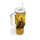 Mansa Musa Tumbler With Handle Golden Legacy Theme Ancient Map Regal Portrait of Mali Emperor Timbuktu - African Pride