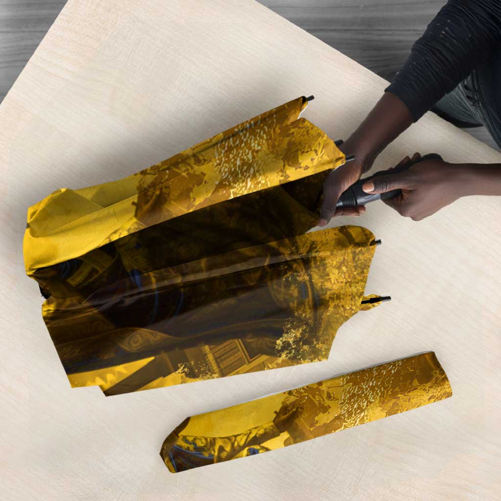 Mansa Musa Umbrella Golden Legacy Theme Ancient Map Regal Portrait of Mali Emperor Timbuktu - African Pride