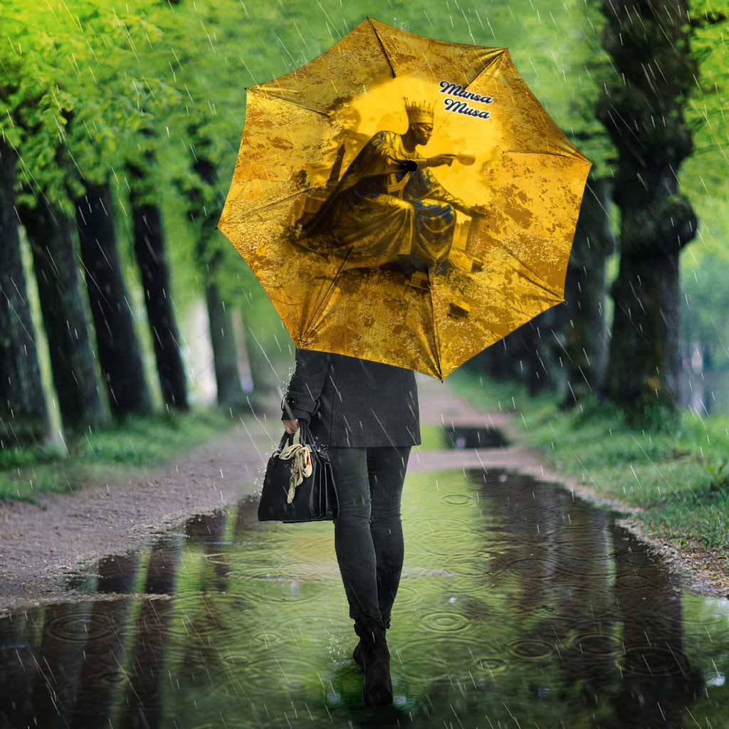 Mansa Musa Umbrella Golden Legacy Theme Ancient Map Regal Portrait of Mali Emperor Timbuktu - African Pride