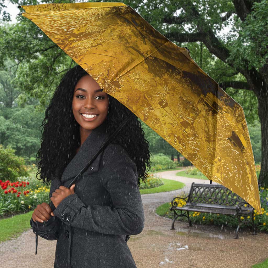 Mansa Musa Umbrella Golden Legacy Theme Ancient Map Regal Portrait of Mali Emperor Timbuktu - African Pride