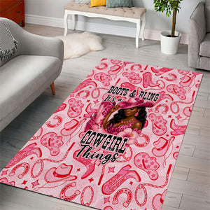 Black Cowgirl Area Rug Boots And Bling - Pink Leopard Western Diva Melanin