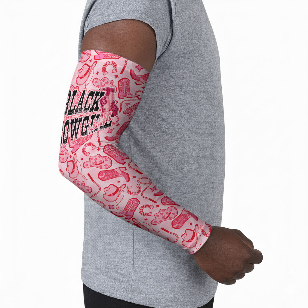 Black Cowgirl Arm Sleeves Boots And Bling - Pink Leopard Western Diva Melanin