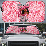 Black Cowgirl Auto Sun Shade Boots And Bling - Pink Leopard Western Diva Melanin