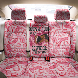 Black Cowgirl Back Car Seat Cover Boots And Bling - Pink Leopard Western Diva Melanin