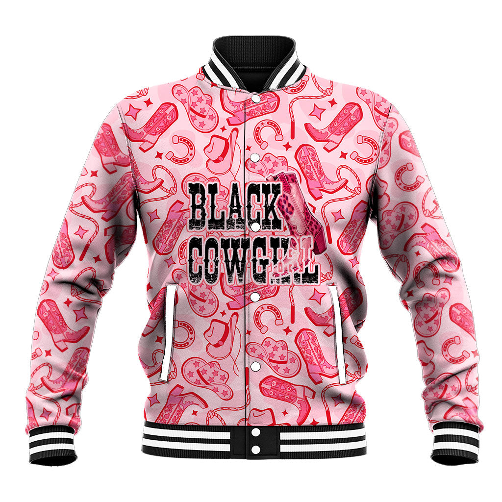 Black Cowgirl Baseball Jacket Boots And Bling - Pink Leopard Western Diva Melanin