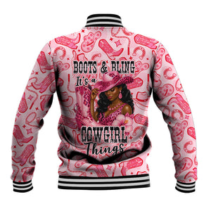Black Cowgirl Baseball Jacket Boots And Bling - Pink Leopard Western Diva Melanin