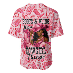 Black Cowgirl Baseball Jersey Boots And Bling - Pink Leopard Western Diva Melanin