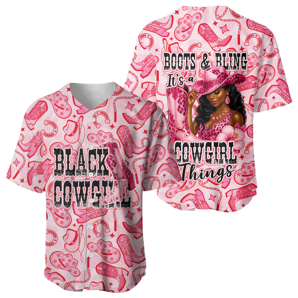 Black Cowgirl Baseball Jersey Boots And Bling - Pink Leopard Western Diva Melanin