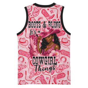 Black Cowgirl Basketball Jersey Boots And Bling - Pink Leopard Western Diva Melanin