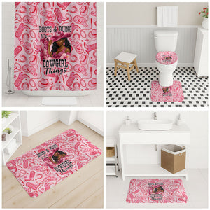 Black Cowgirl Bathroom Set Boots And Bling - Pink Leopard Western Diva Melanin