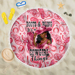 Black Cowgirl Beach Blanket Boots And Bling - Pink Leopard Western Diva Melanin