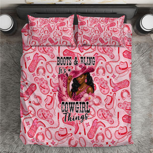 Black Cowgirl Bedding Set Boots And Bling - Pink Leopard Western Diva Melanin