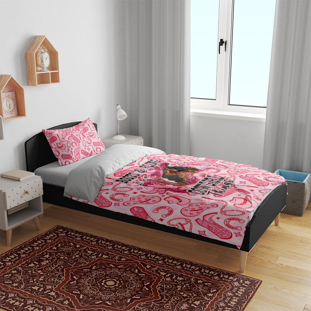 Black Cowgirl Bedding Set Boots And Bling - Pink Leopard Western Diva Melanin