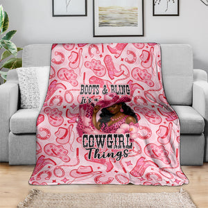 Black Cowgirl Blanket Boots And Bling - Pink Leopard Western Diva Melanin