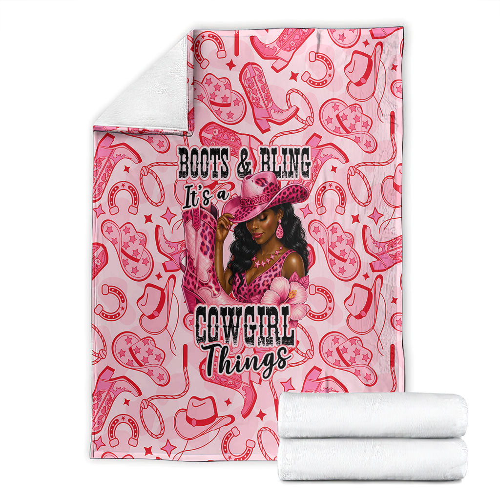 Black Cowgirl Blanket Boots And Bling - Pink Leopard Western Diva Melanin