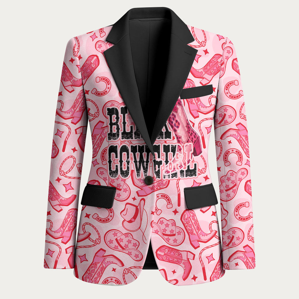 Black Cowgirl Blazer Boots And Bling - Pink Leopard Western Diva Melanin