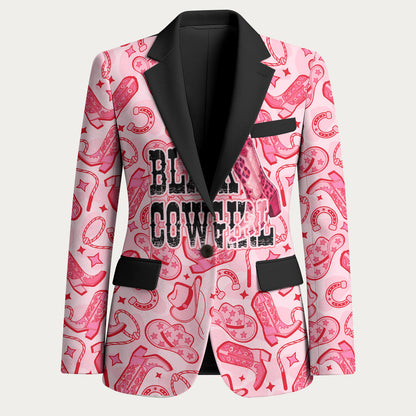 Black Cowgirl Blazer Boots And Bling - Pink Leopard Western Diva Melanin