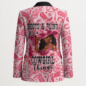 Black Cowgirl Blazer Boots And Bling - Pink Leopard Western Diva Melanin