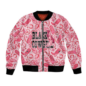 Black Cowgirl Bomber Jacket Boots And Bling - Pink Leopard Western Diva Melanin